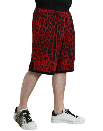 Rote Bermudashorts mit Leopardenmuster aus Viskose