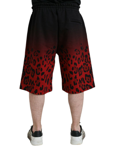 Rote Bermudashorts aus Baumwolle mit Leopardenmuster