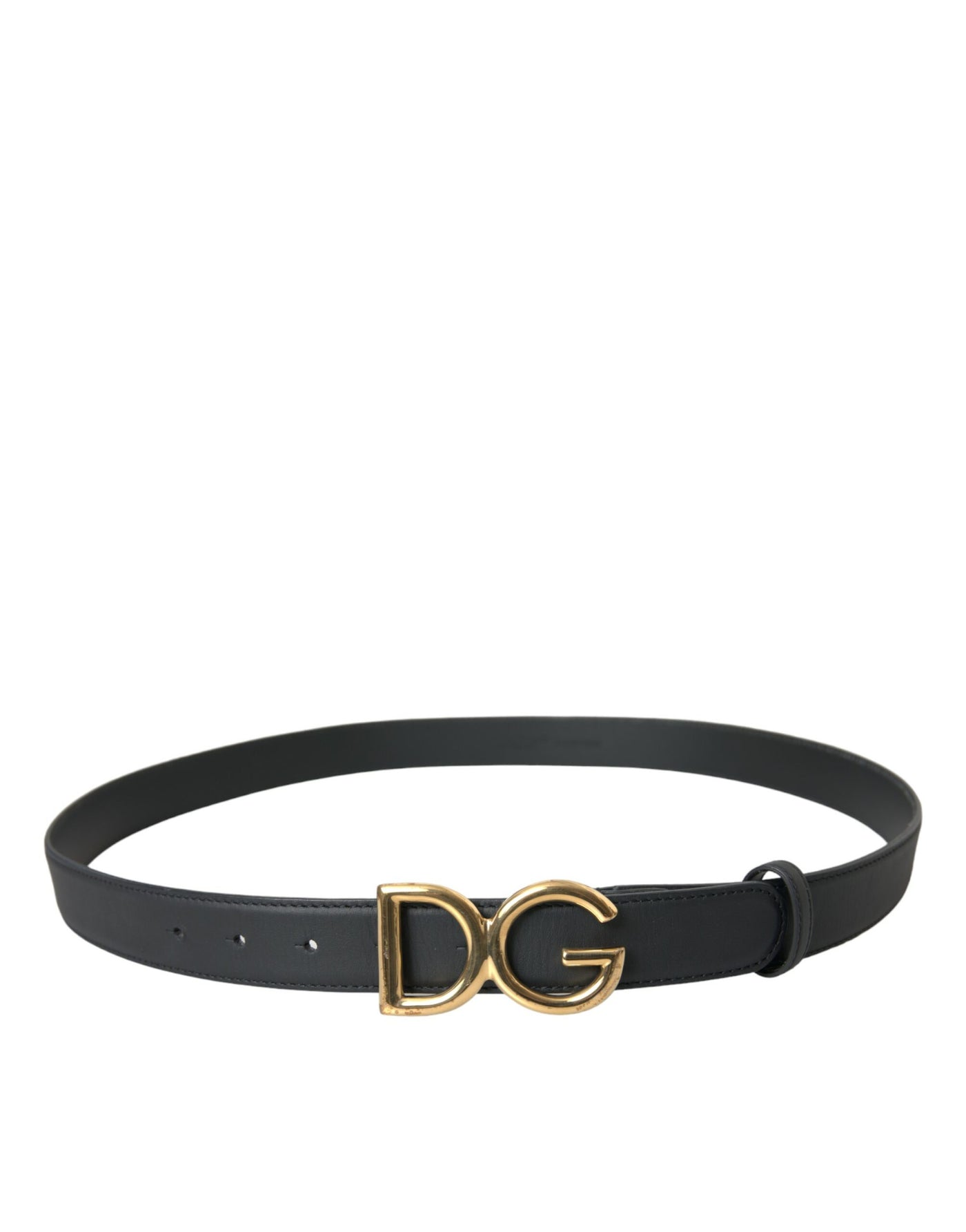 Schwarzes Leder Gold DG Logo Taillenschnalle Gürtel