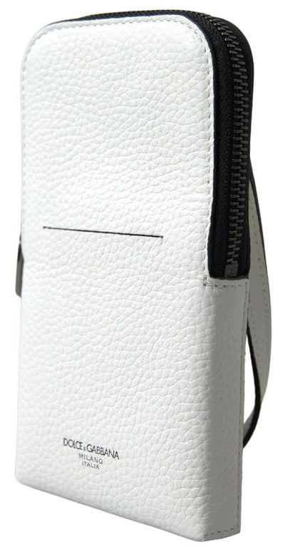 Elegante Telefon-Crossbody-Tasche aus weißem Leder