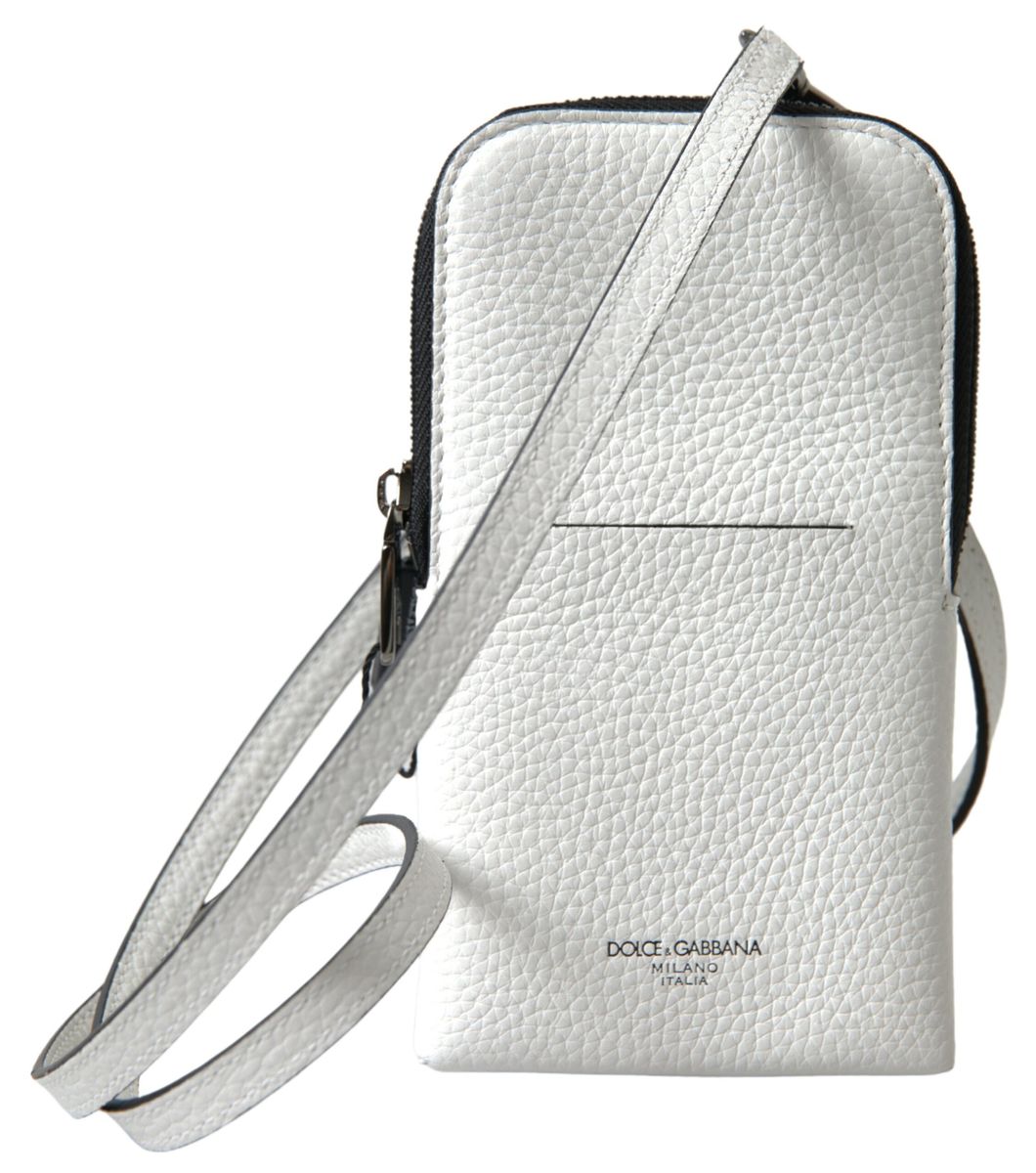 Elegante Telefon-Crossbody-Tasche aus weißem Leder