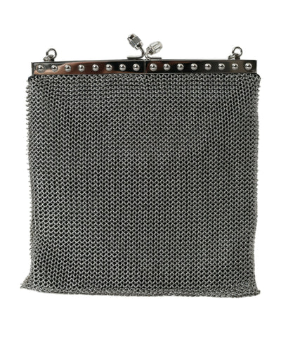 Elegante silberne Mesh-Schulter-Abendtasche