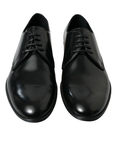 Elegante Schwarze Leder Derby Formale Schuhe