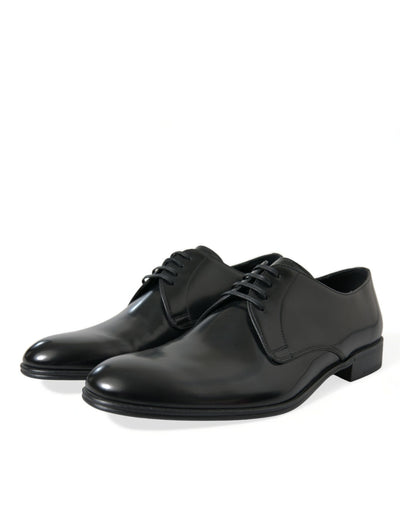 Elegante Schwarze Leder Derby Formale Schuhe