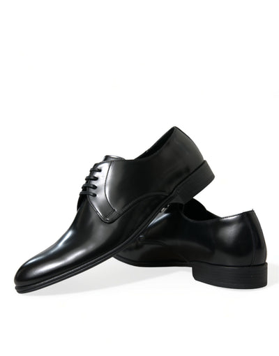 Elegante Schwarze Leder Derby Formale Schuhe