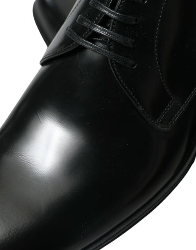 Elegante Schwarze Leder Derby Formale Schuhe