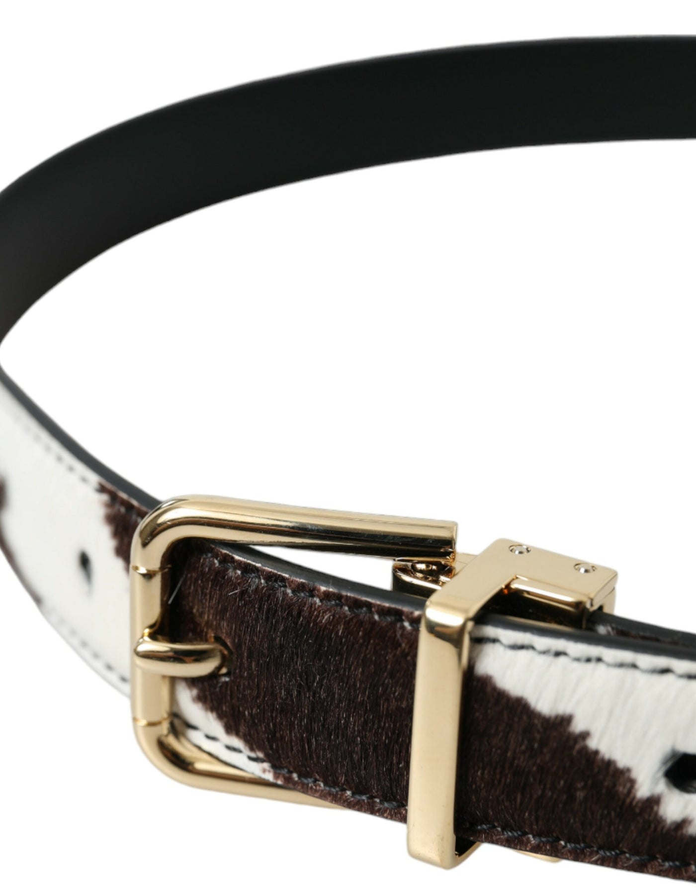 Brauner weißer Zebra Pony Haar Goldschnalle Gürtel