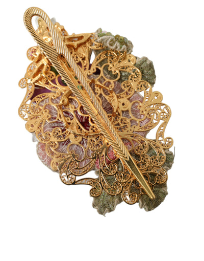 Gold Messing Floral Kristall Pailletten Haarspange