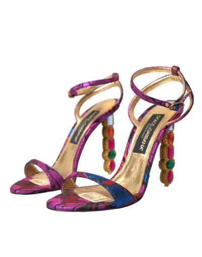 Multicolor Jacquard-Kristalle Sandalen Schuhe