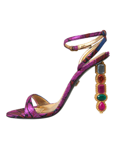 Multicolor Jacquard-Kristalle Sandalen Schuhe