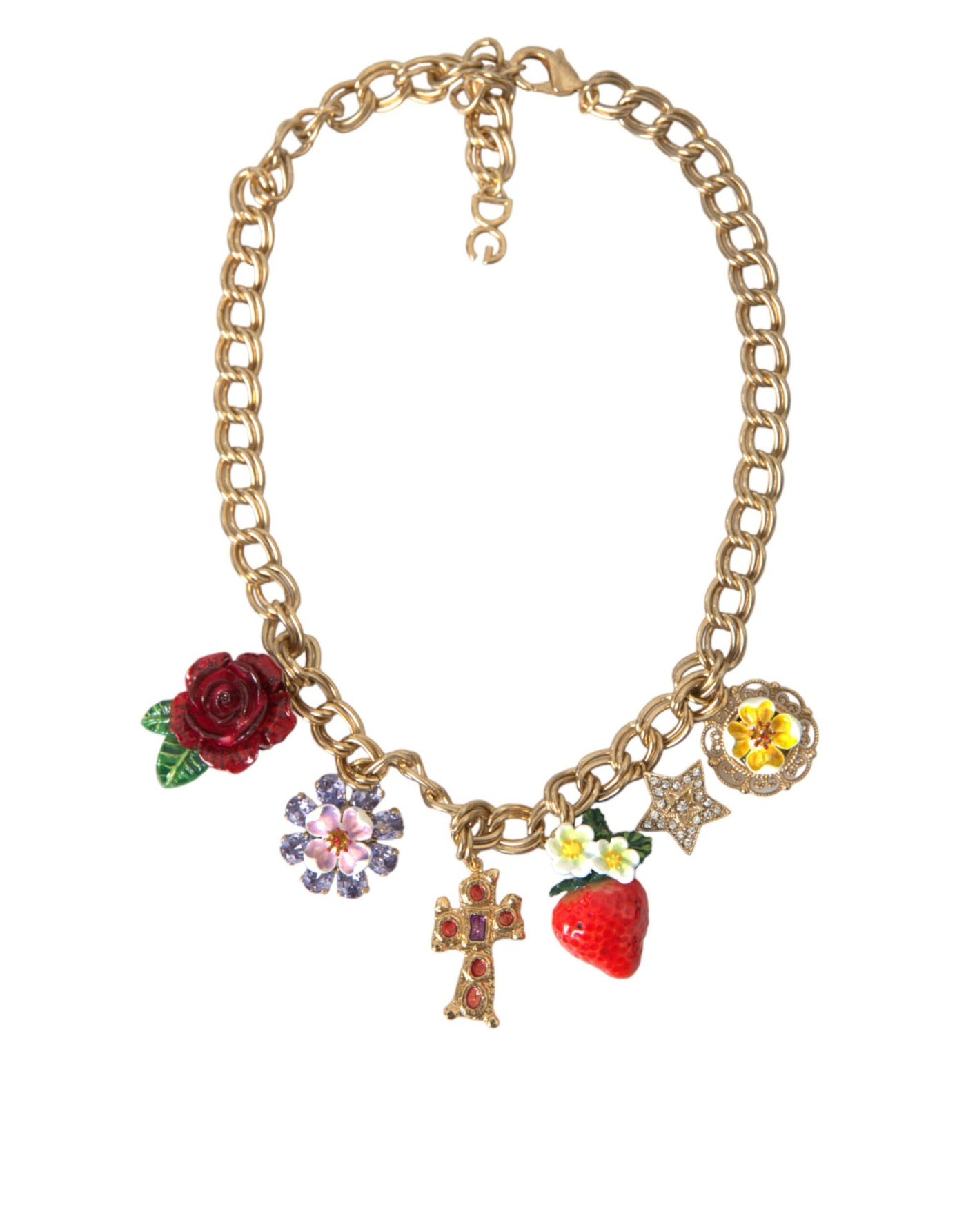 Goldkette Rose Kreuz Strawberry Star Anhänger Halskette