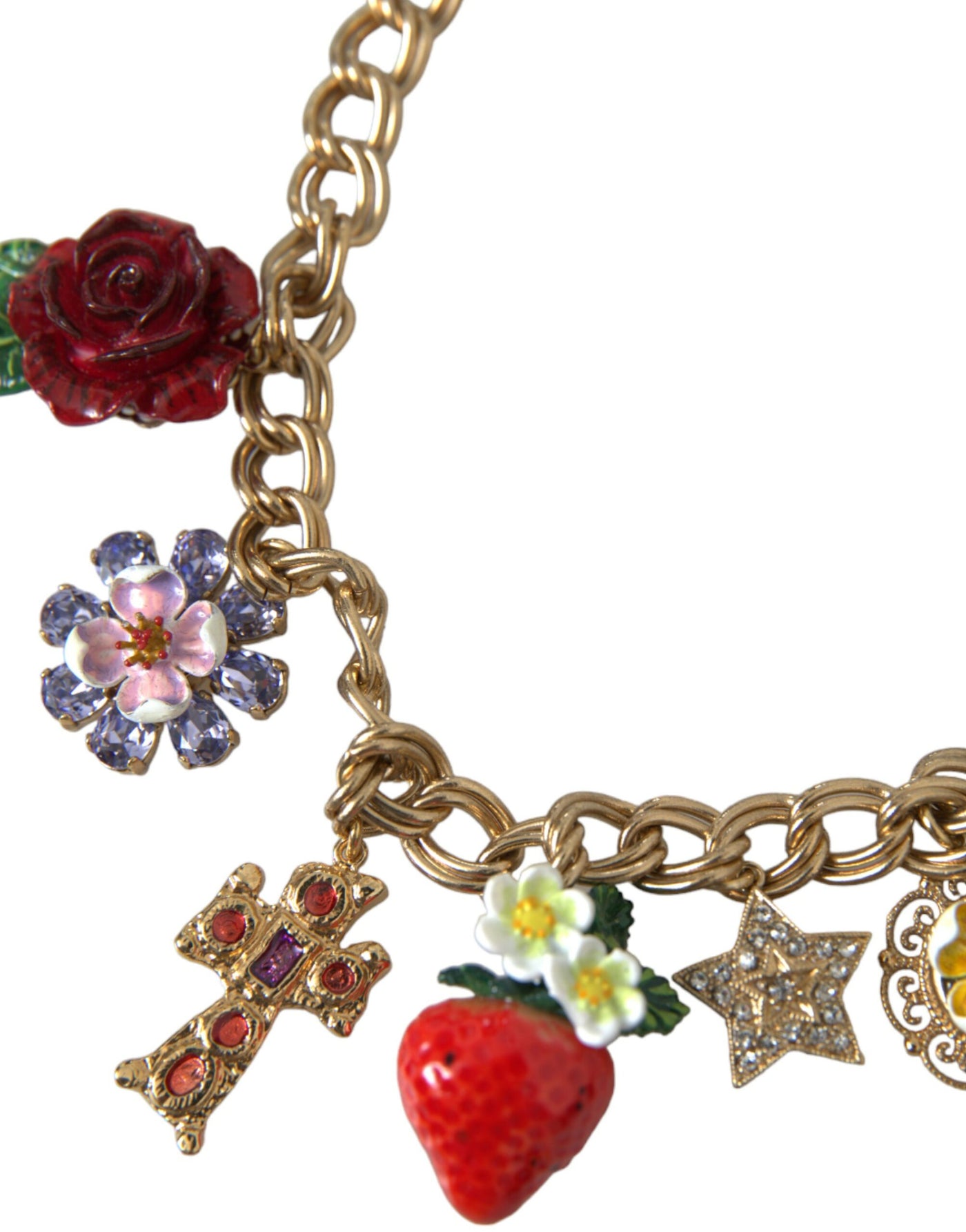 Goldkette Rose Kreuz Strawberry Star Anhänger Halskette