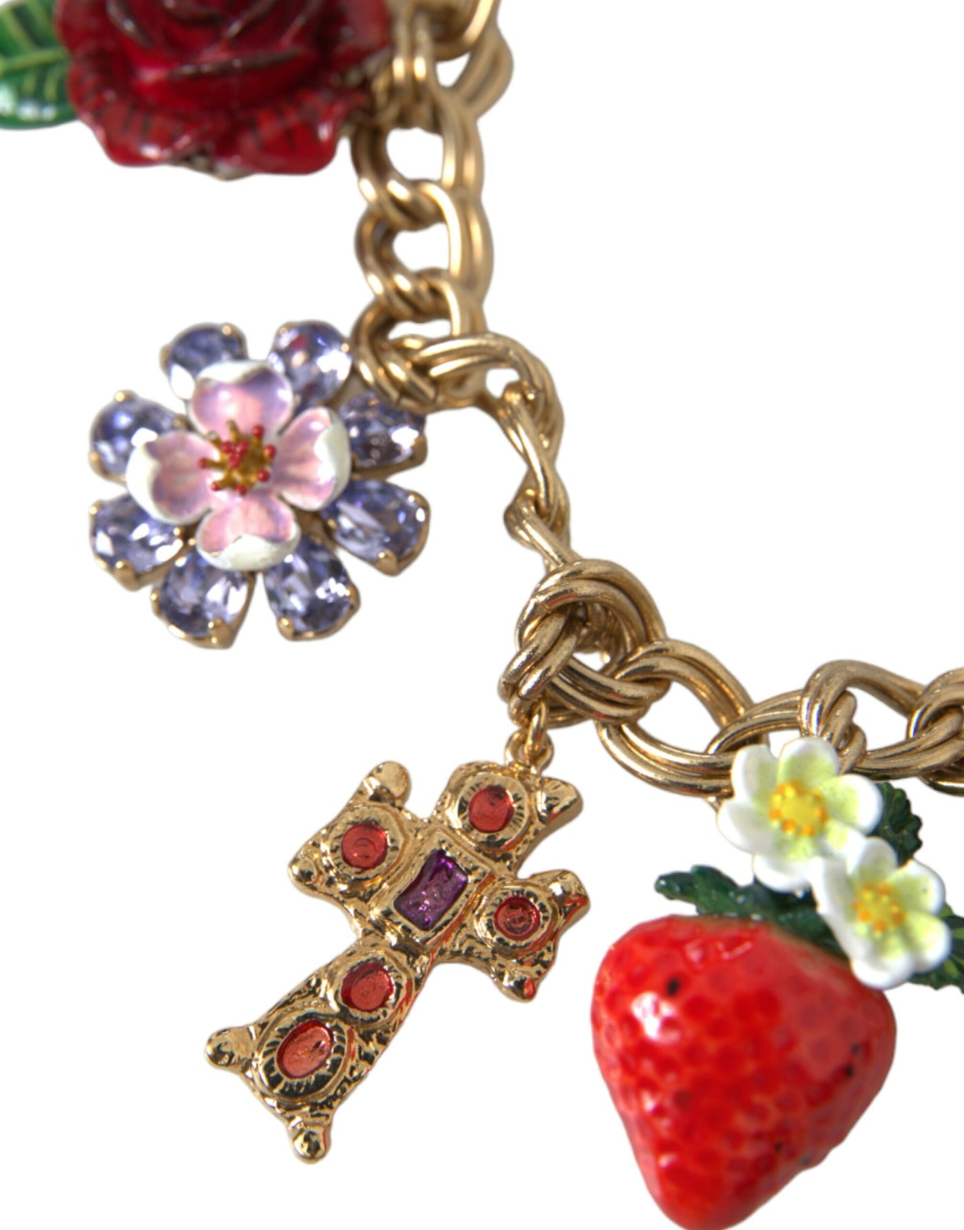 Goldkette Rose Kreuz Strawberry Star Anhänger Halskette