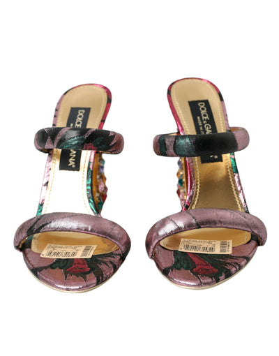 Multicolor Jacquard-Kristalle Sandalen Schuhe