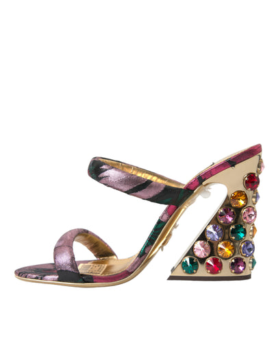 Multicolor Jacquard-Kristalle Sandalen Schuhe