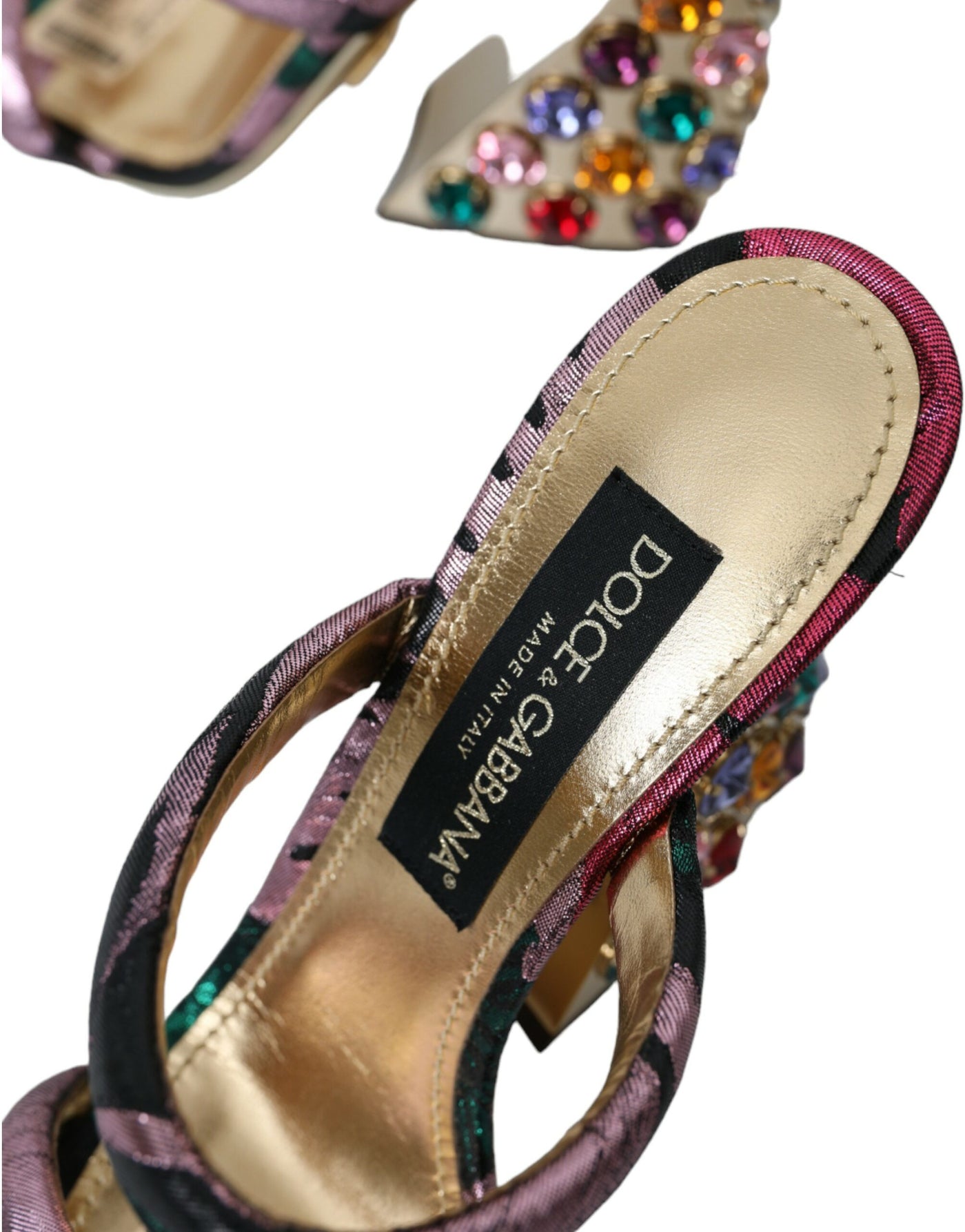 Multicolor Jacquard-Kristalle Sandalen Schuhe