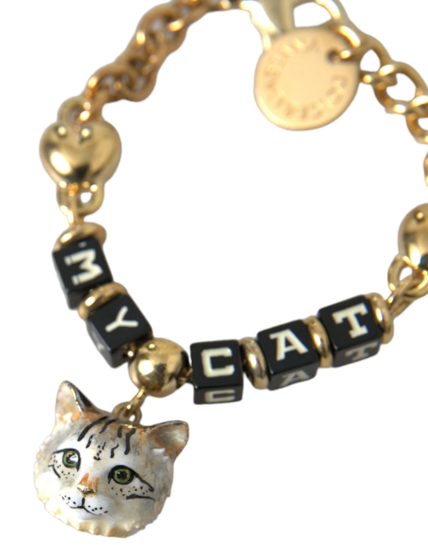 Goldtönige Messingkette MY CAT Herz-Armband