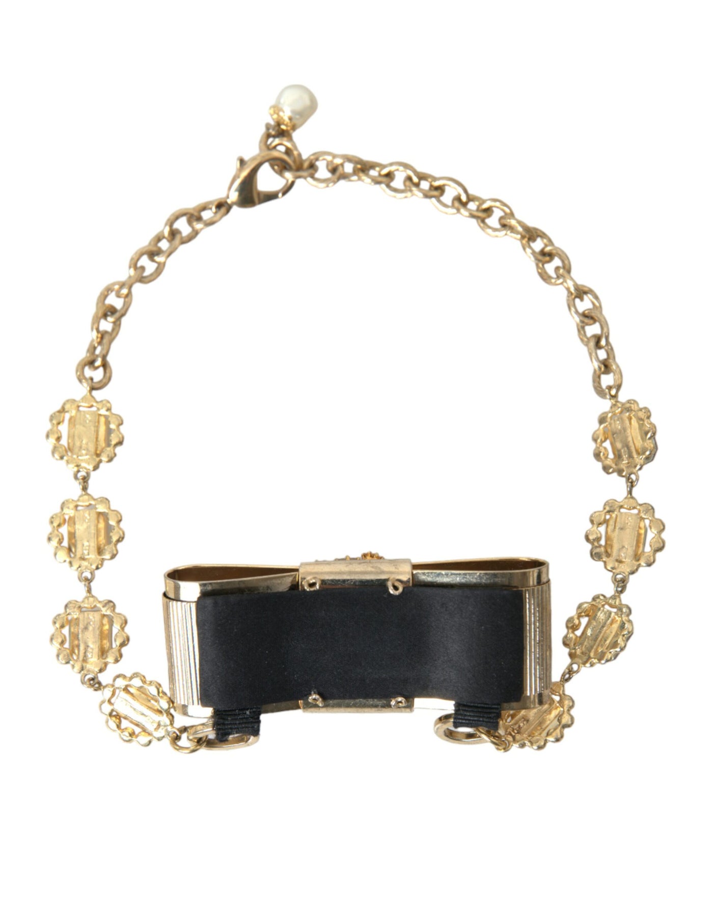 Gold Messing Klar Kristall Bogen Kette Choker Halskette