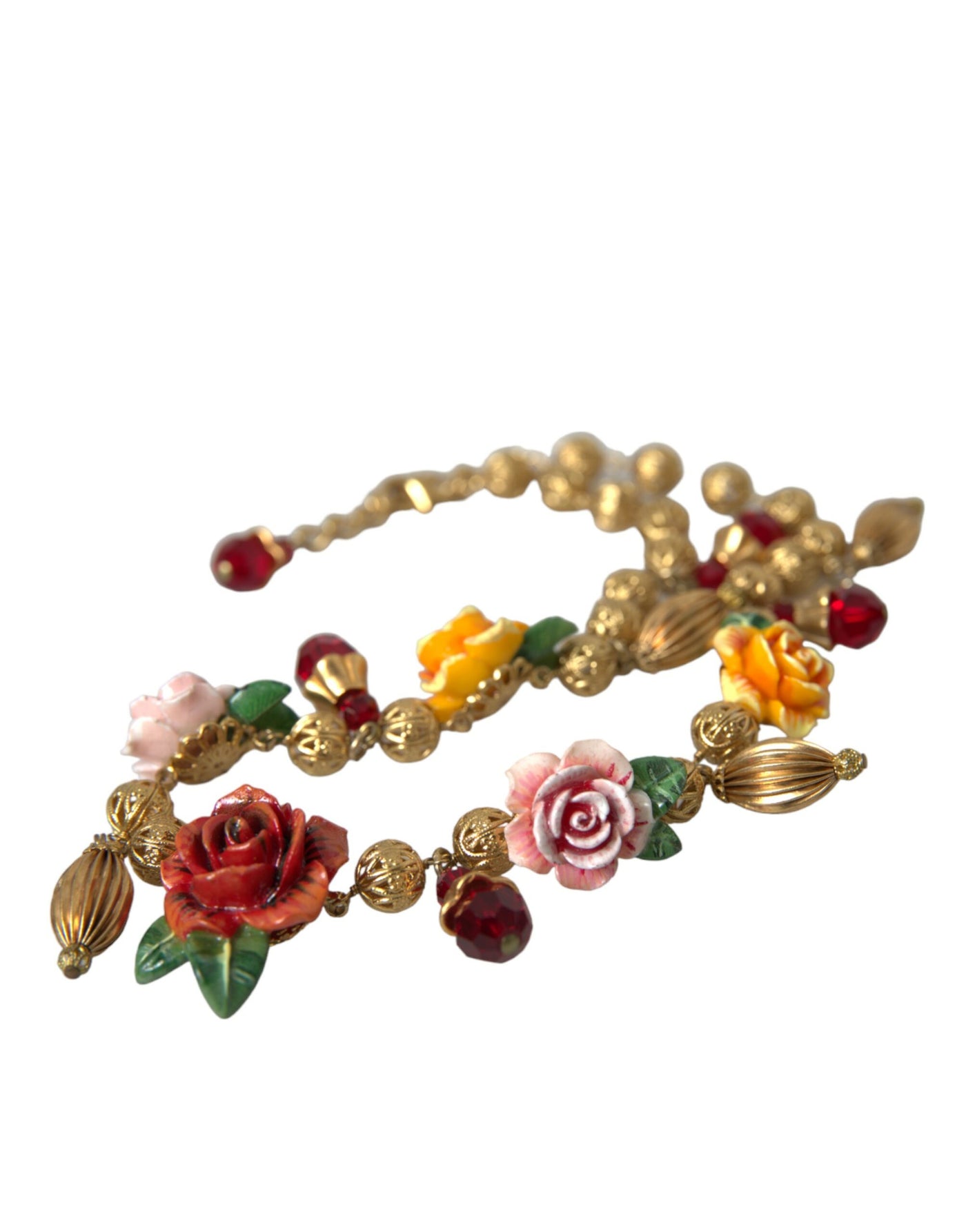 Multicolor Rosen Kristalle Gold Kugelkette Halskette