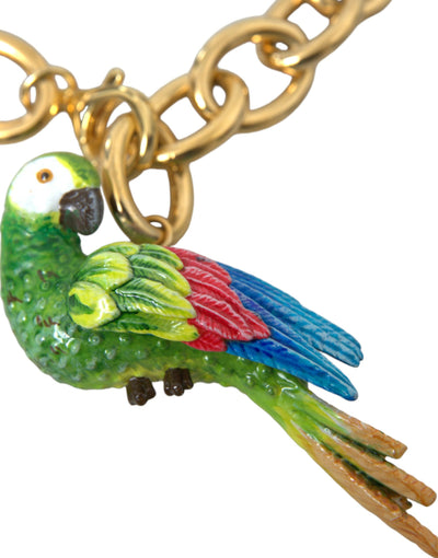 Gold-Messing-Kette Kristall-Perlen-Anhänger PARROT Halskette