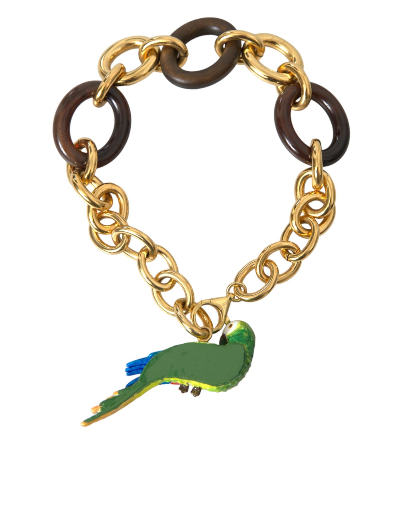 Gold-Messing-Kette Kristall-Perlen-Anhänger PARROT Halskette