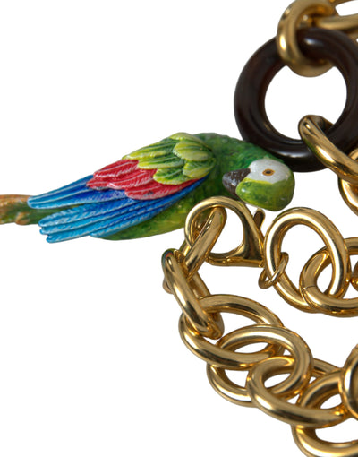 Gold-Messing-Kette Kristall-Perlen-Anhänger PARROT Halskette