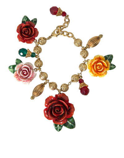 Gold Messing Multicolor Crystal Rose Ball Chain Armband