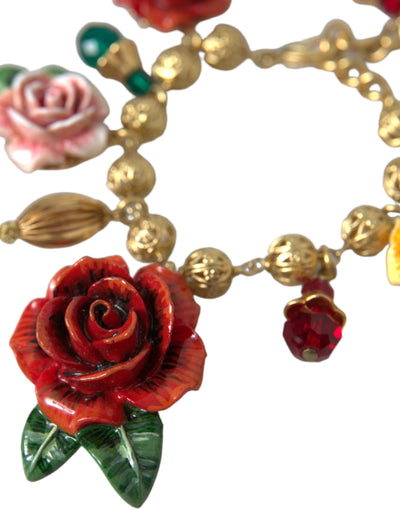 Gold Messing Multicolor Crystal Rose Ball Chain Armband