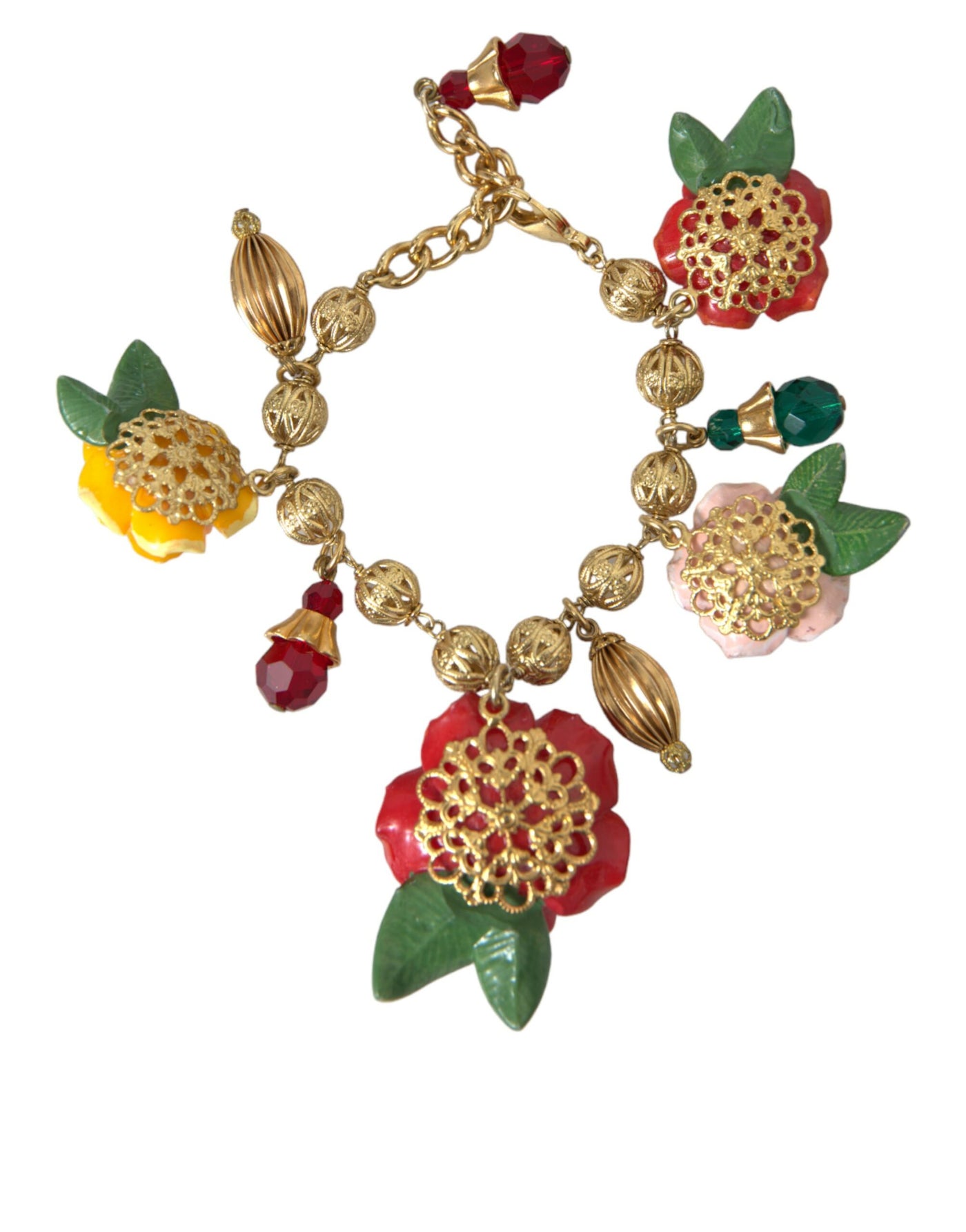 Gold Messing Multicolor Crystal Rose Ball Chain Armband