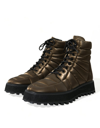 Gepolsterte Plateaustiefel in Bronze mit DG-Logo-Platte