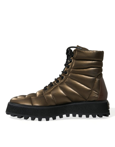 Gepolsterte Plateaustiefel in Bronze mit DG-Logo-Platte