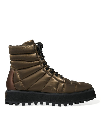 Gepolsterte Plateaustiefel in Bronze mit DG-Logo-Platte