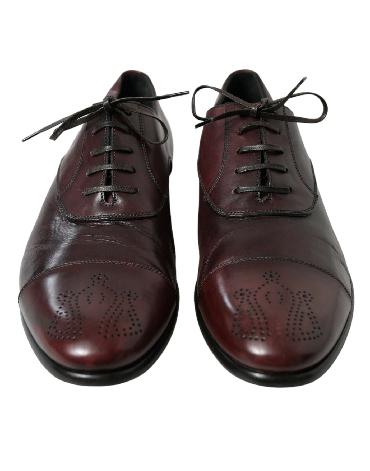 Elegante Burgunder Leder Derby Schuhe