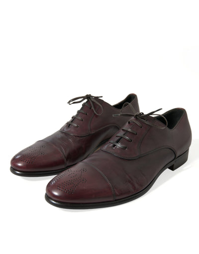 Elegante Burgunder Leder Derby Schuhe