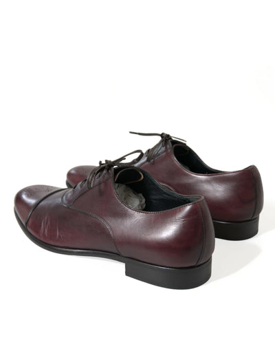 Elegante Burgunder Leder Derby Schuhe