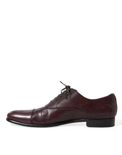 Elegante Burgunder Leder Derby Schuhe