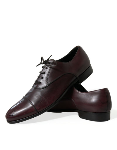 Elegante Burgunder Leder Derby Schuhe