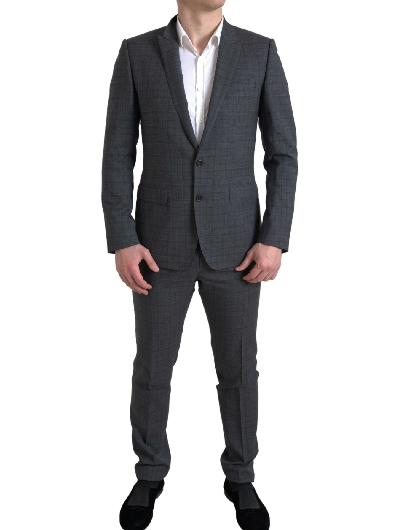 Eleganter grau karierter Slim Fit Anzug