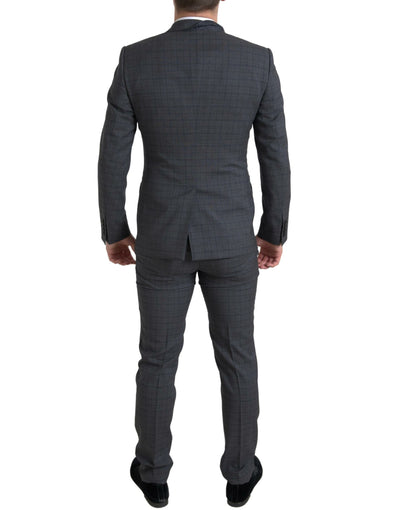 Eleganter grau karierter Slim Fit Anzug