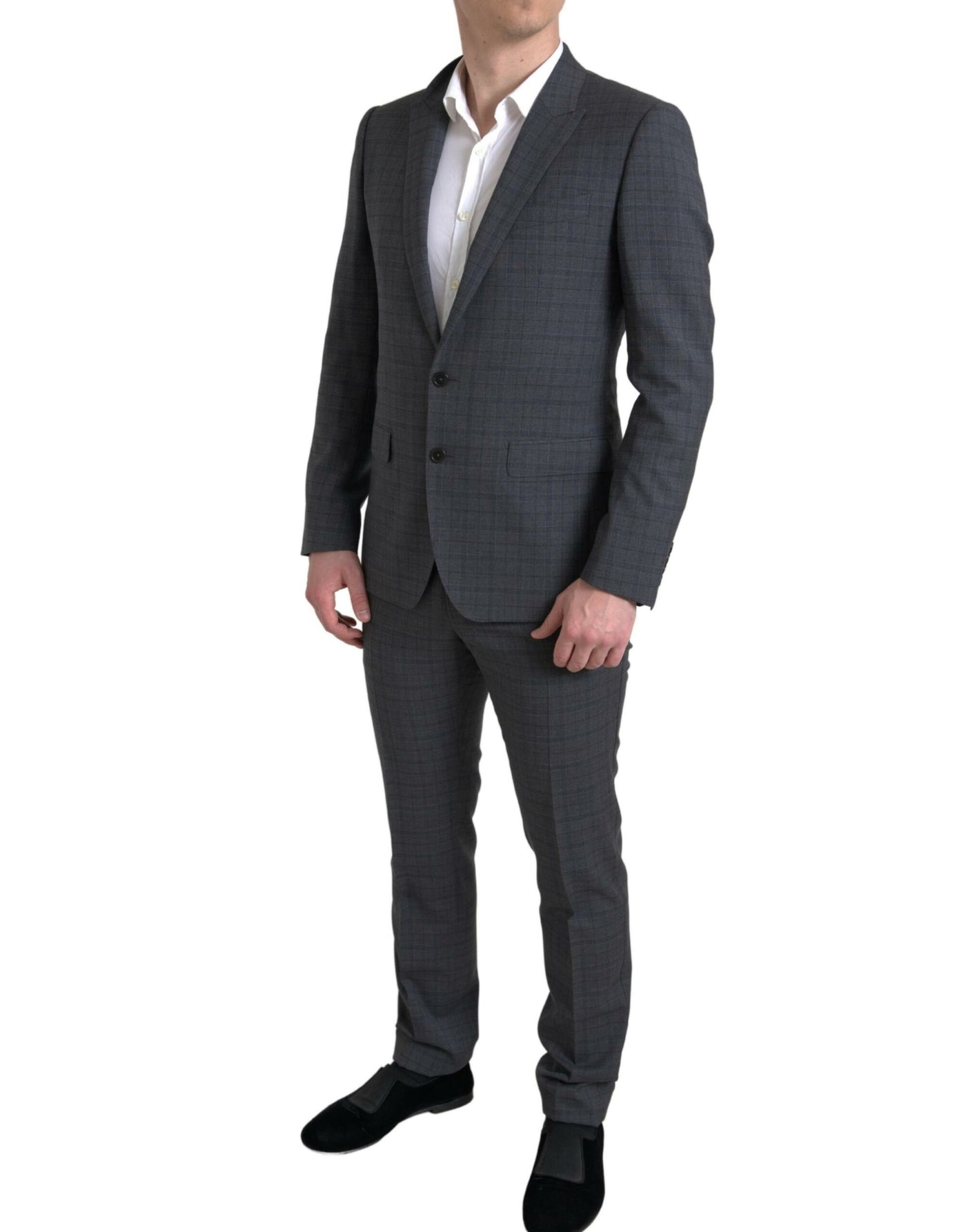 Eleganter grau karierter Slim Fit Anzug