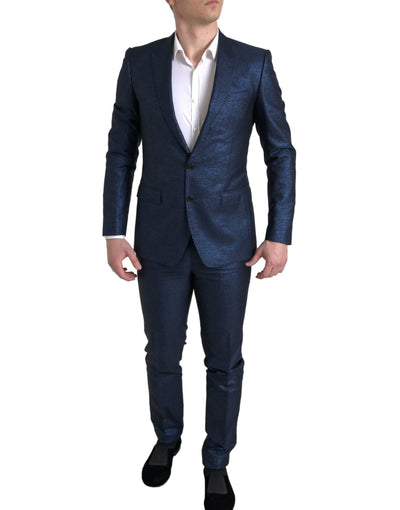 Metallisch blauer Martini Slim Fit Anzug