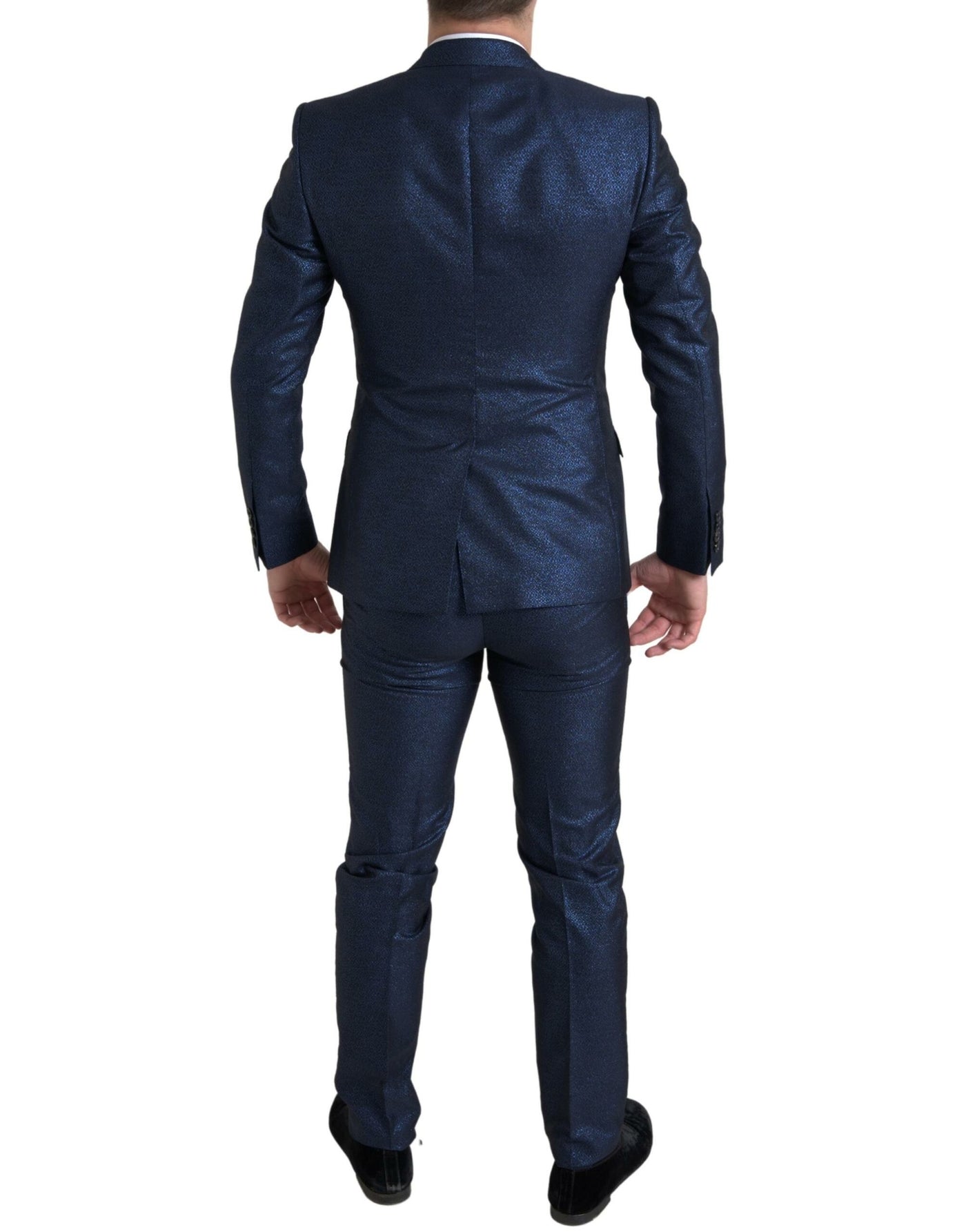 Metallisch blauer Martini Slim Fit Anzug