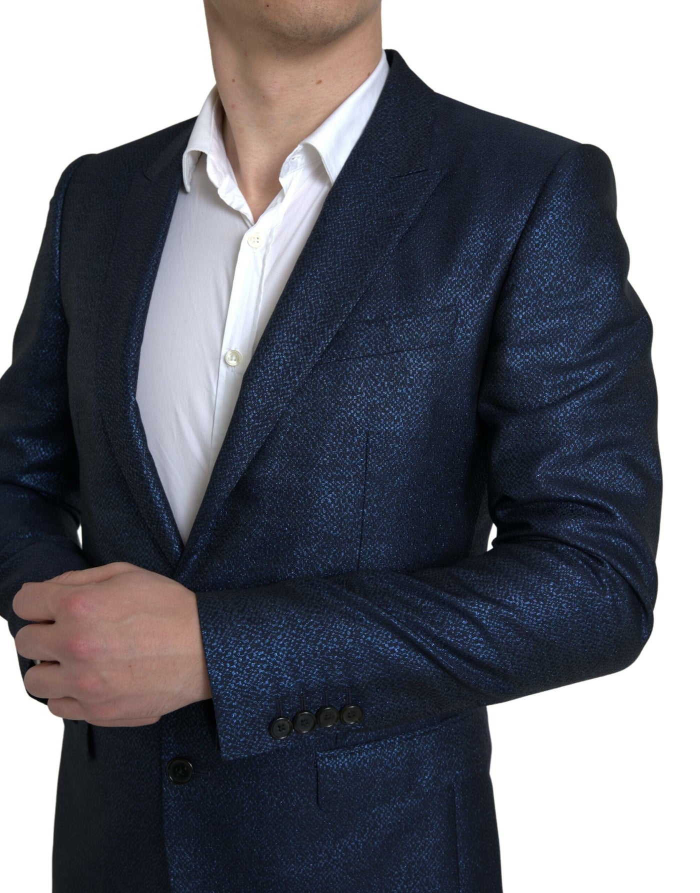 Metallisch blauer Martini Slim Fit Anzug