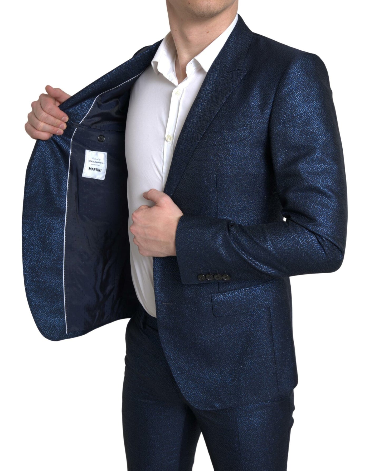 Metallisch blauer Martini Slim Fit Anzug