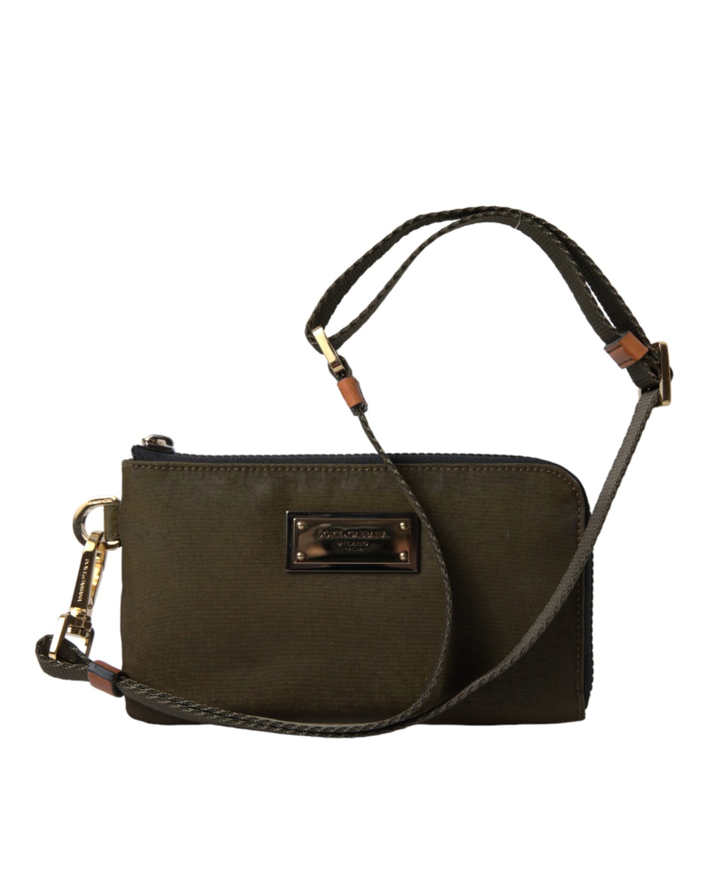 Elegante dunkelgrüne Nylon-Leder-Tasche