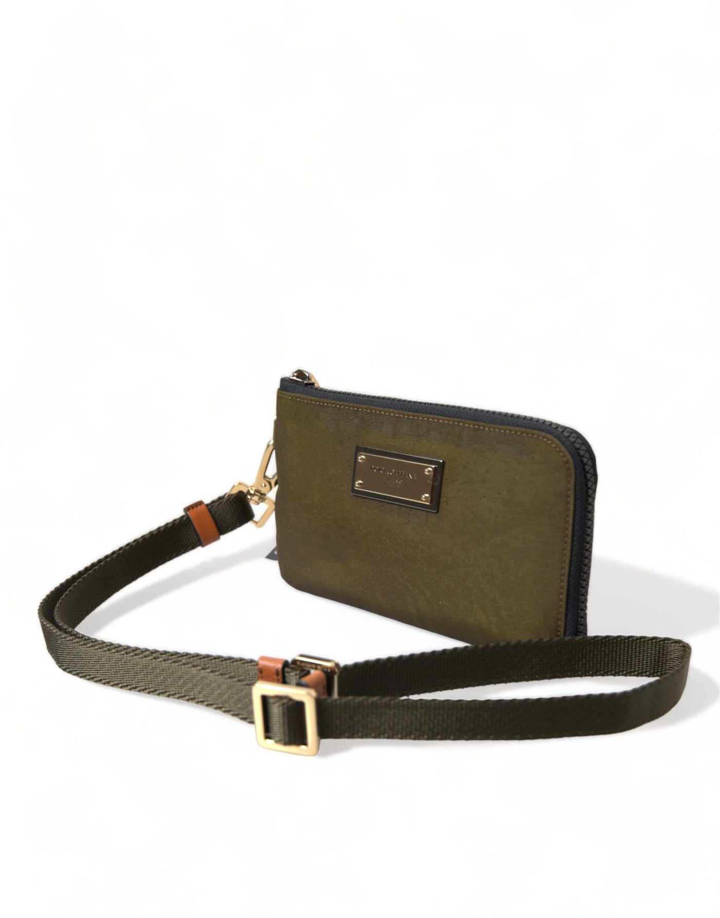 Elegante dunkelgrüne Nylon-Leder-Tasche