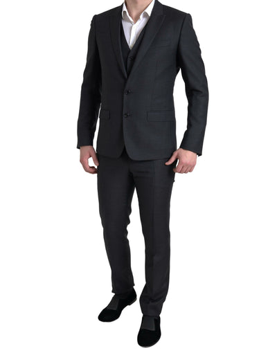 Eleganter schwarzer Martini Slim Fit Anzug 3-teilig