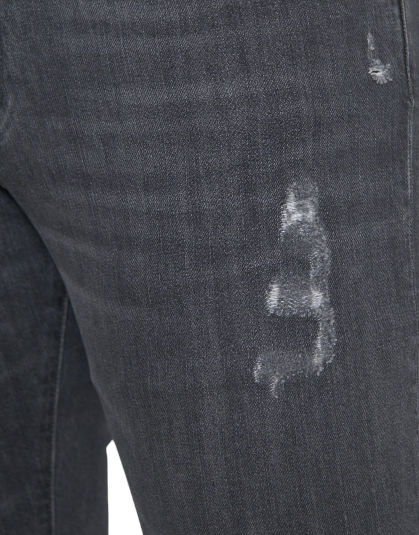 Graue Slim Fit Logo-Plakette Baumwolle Denim Jeans