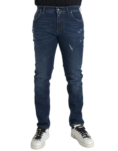 Blaue Slim Fit Baumwolle Skinny Herren Denim Jeans