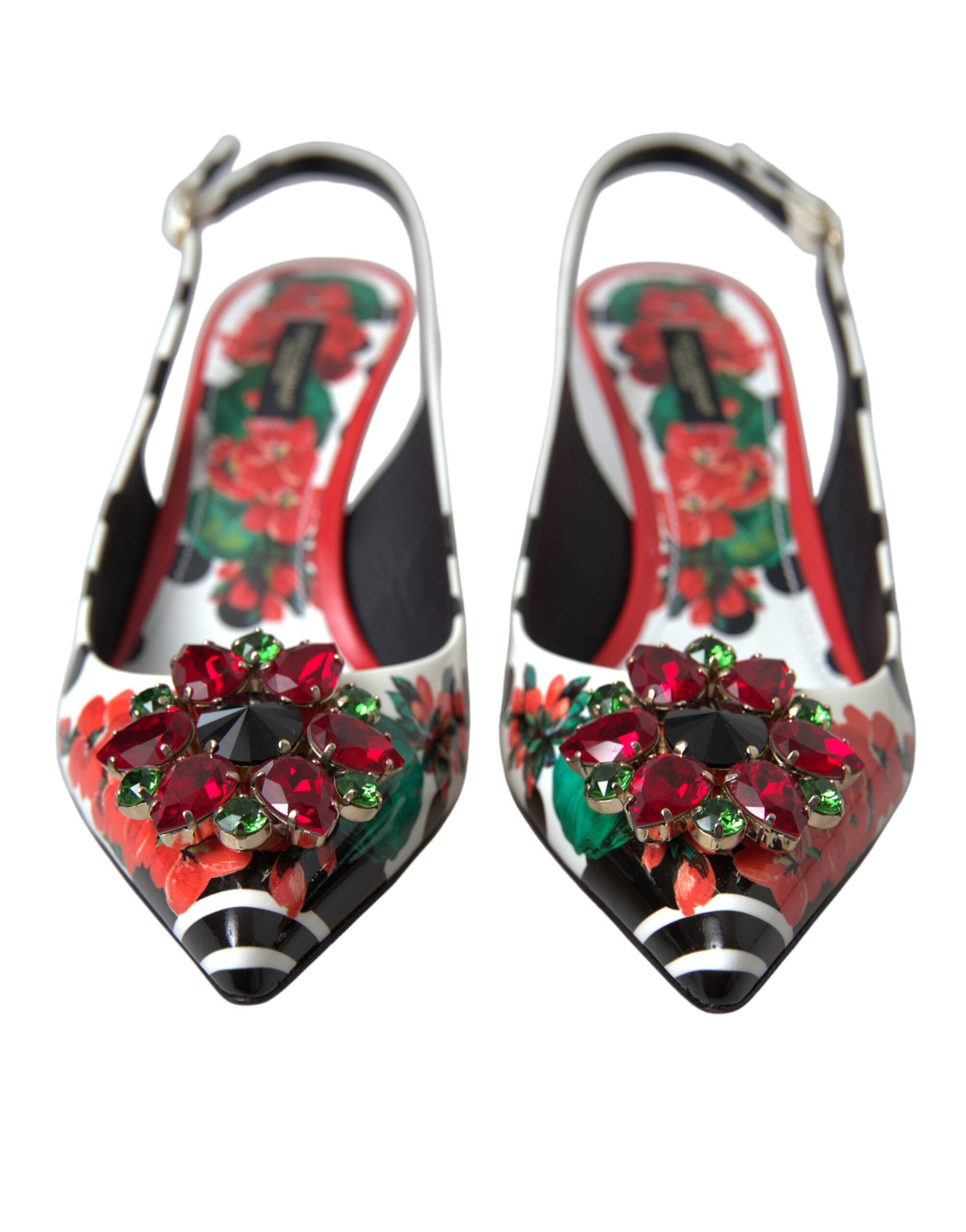 Schicke Multicolor Floral Slingback Heels mit Kristallen